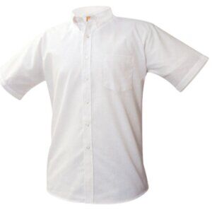 A+ White Short Sleeve Oxford Shirt - 8061 - White